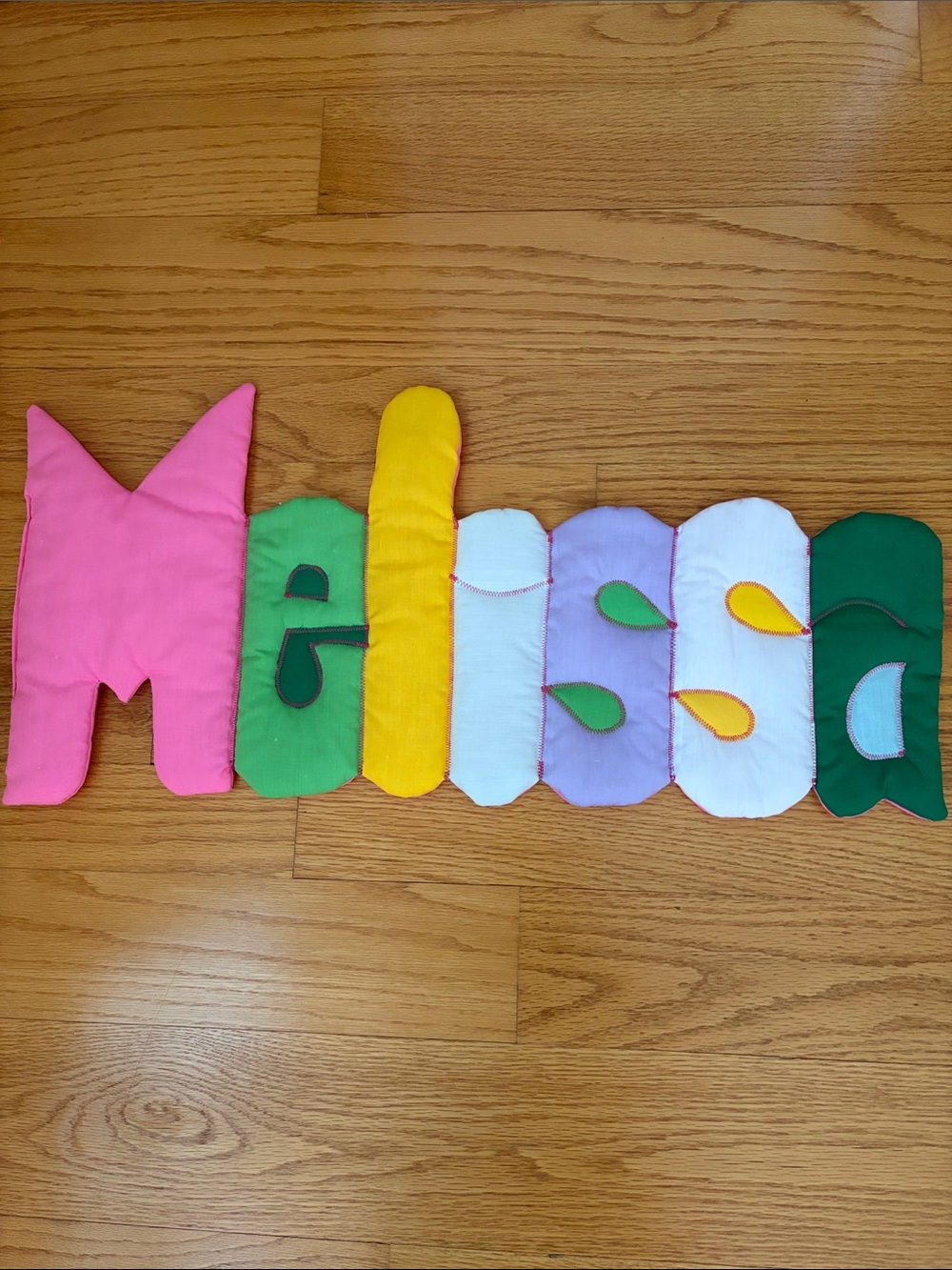 Colorful Handmade 'Melissa' Fabric Name Wall Hanging
